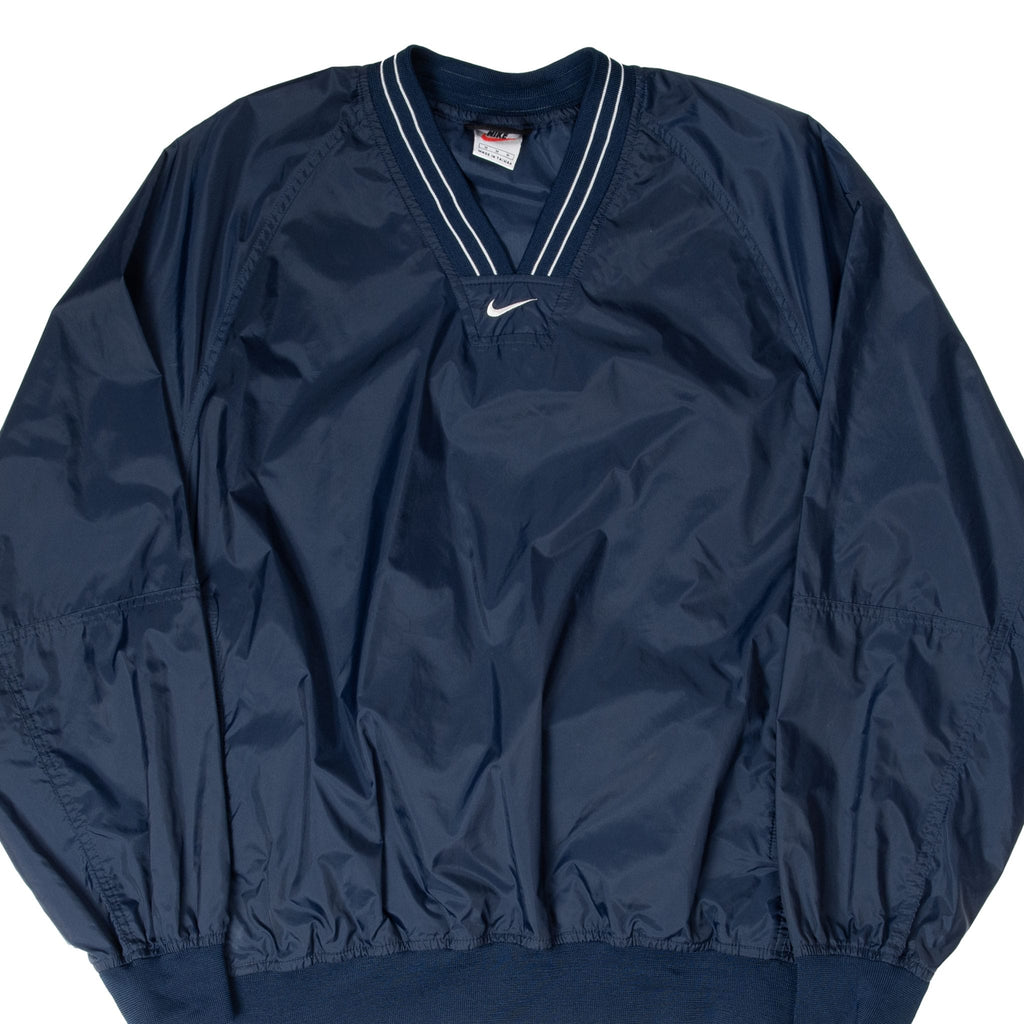 VINTAGE NIKE CENTER SWOOSH NAVY BLUE PULLOVER WINDBREAKER JACKET 1990S MEDIUM