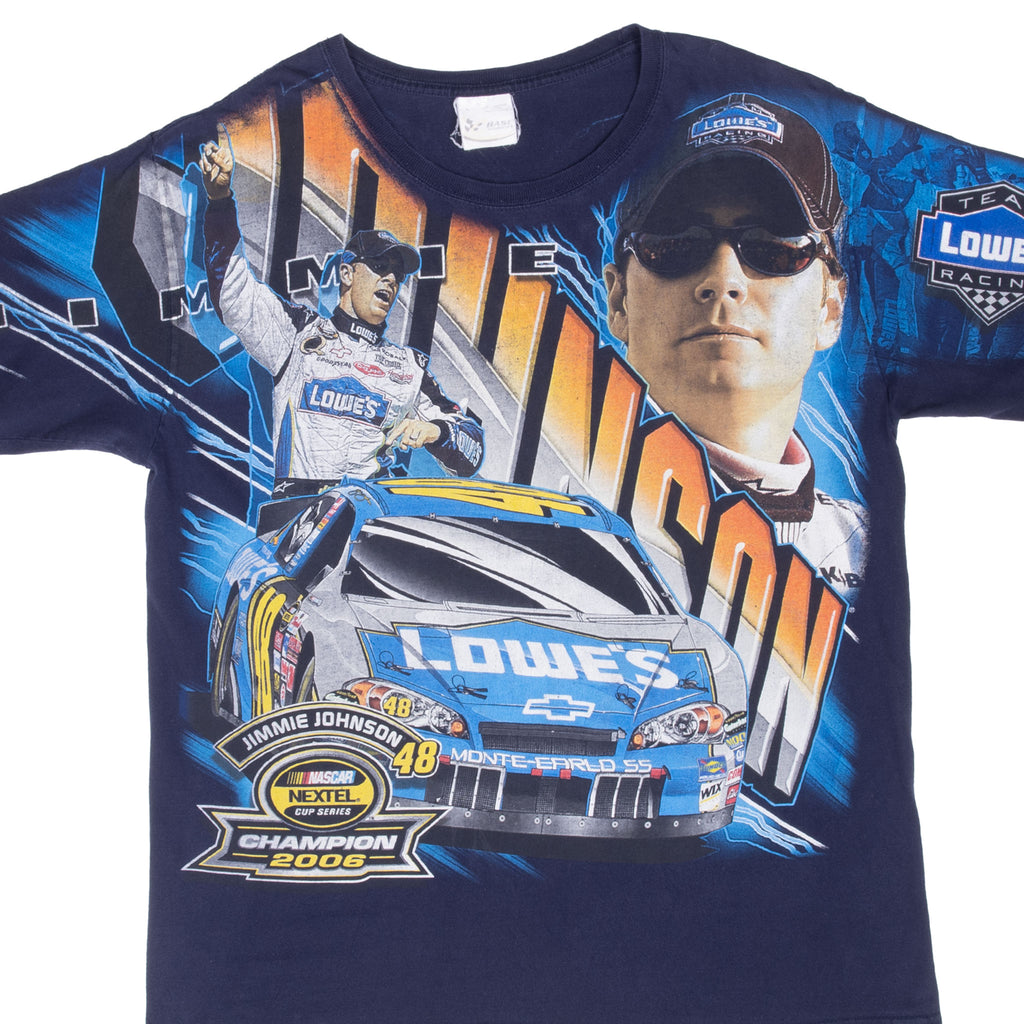 Vintage Nascar Jimmie Johnson Champion 2006 All Over Print Tee Shirt Size Large