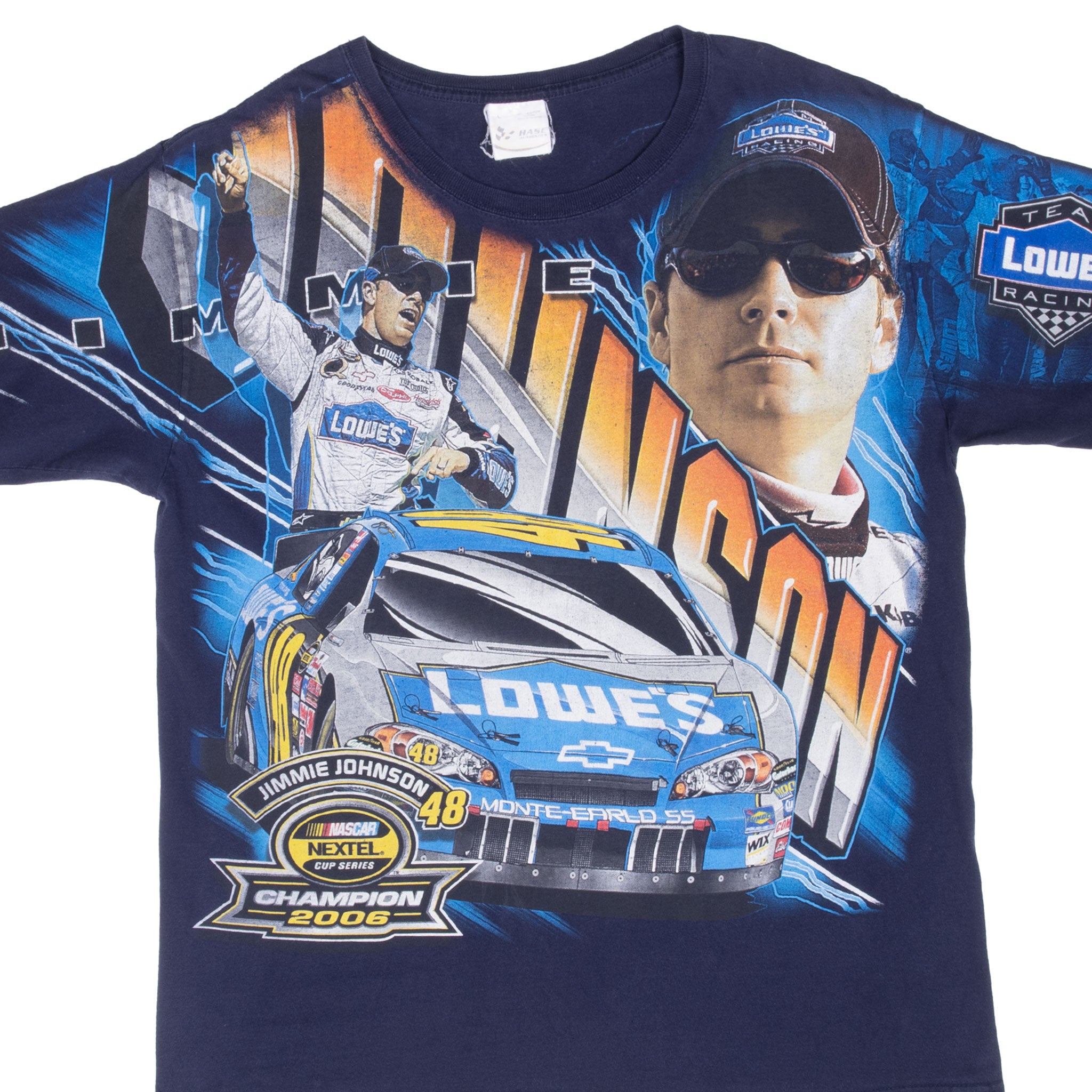 Vintage Nascar Jimmie Johnson Champion 2006 All Over Print Tee Shirt Size Large