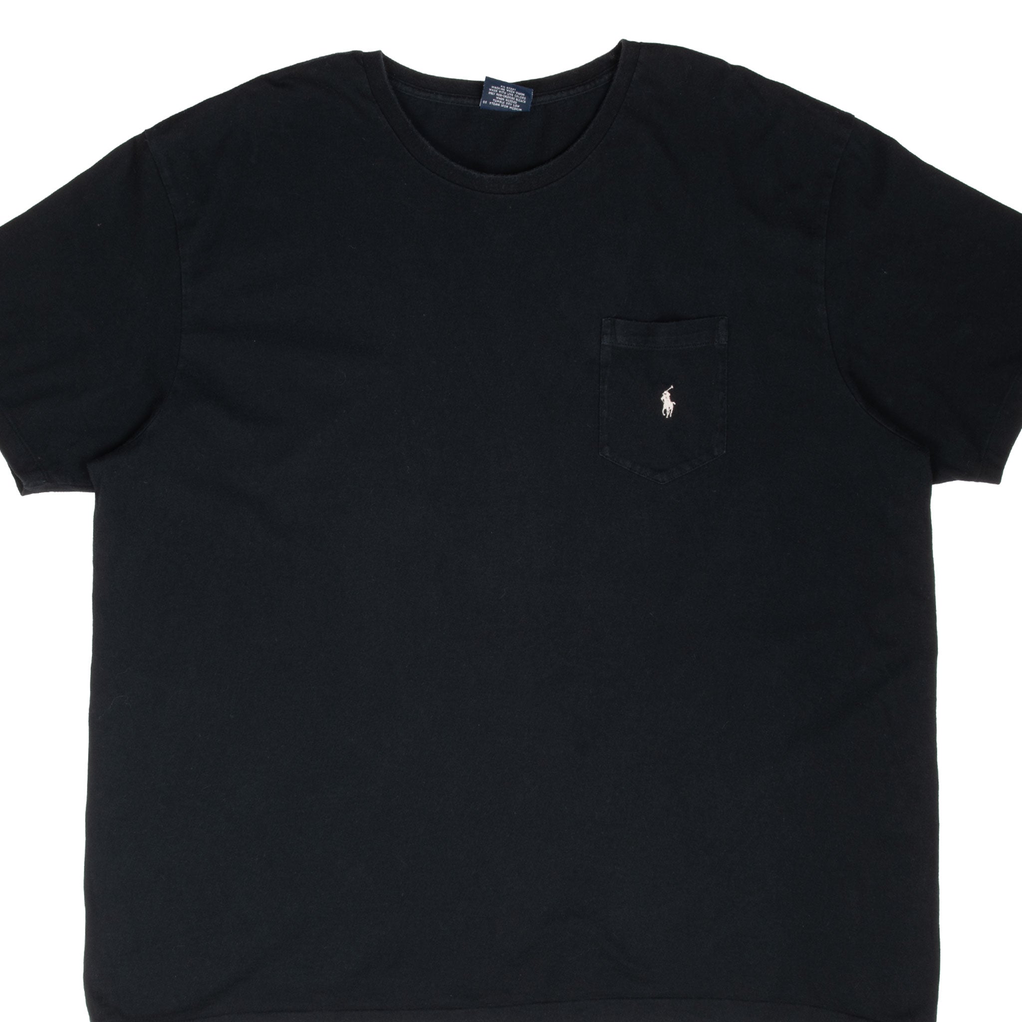 VINTAGE POLO RALPH LAUREN CLASSIC BLACK POCKET TEE SHIRT 1990S 2XL MADE IN USA