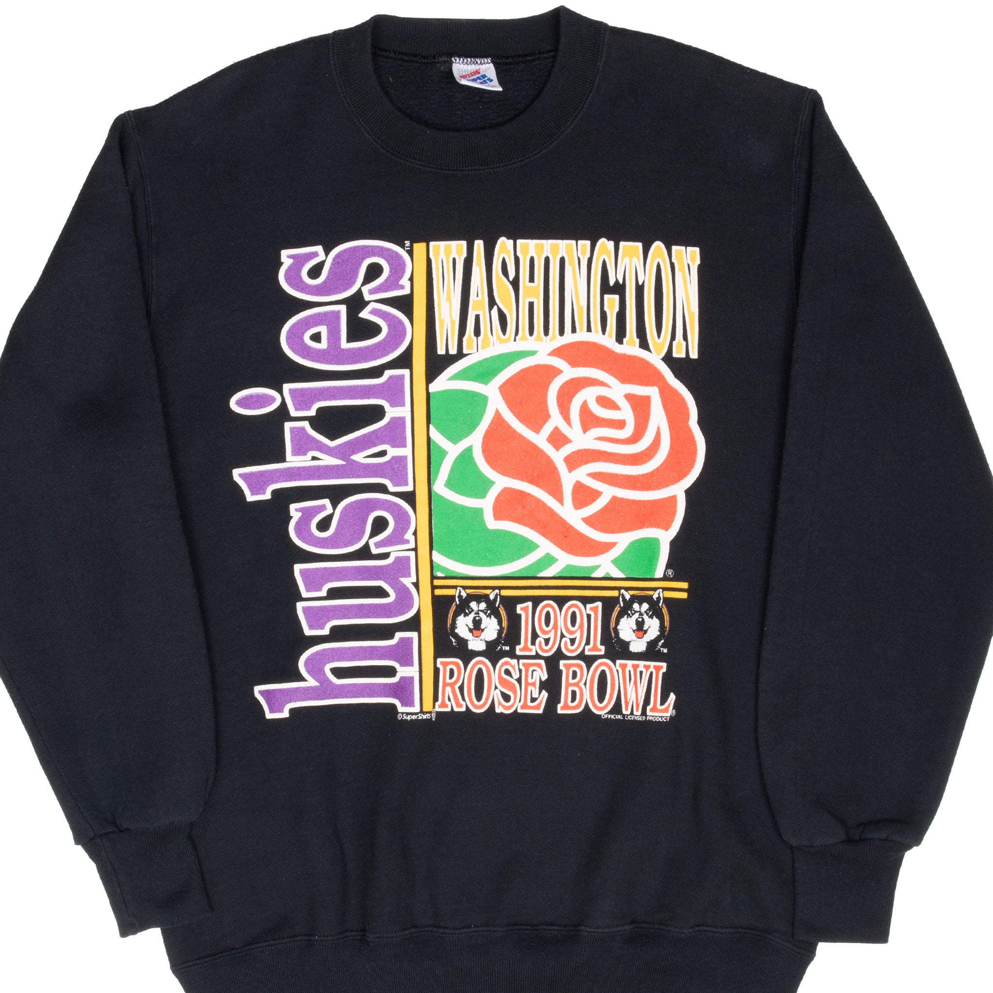 Vintage Ncaa Washington Huskies Rosebowl 1991 Sweatshirt Size Large Made In Usa