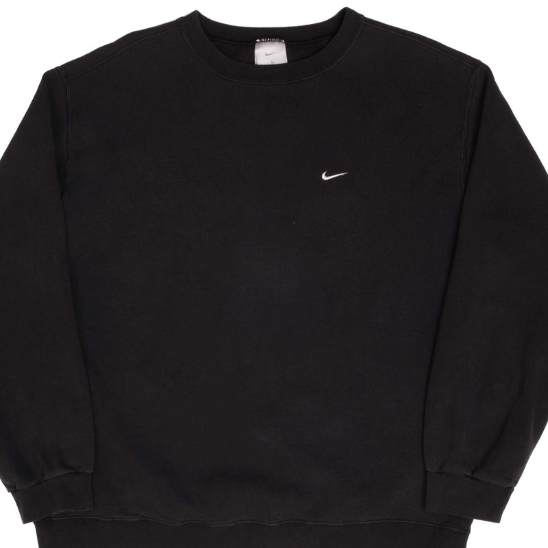 Vintage Nike Classic Swoosh Black Sweatshirt 2000S Size XL Made In USA