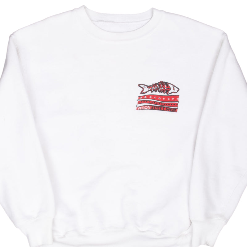 Vintage Vision Street Wear White Sweatshirt 1989 Size Small