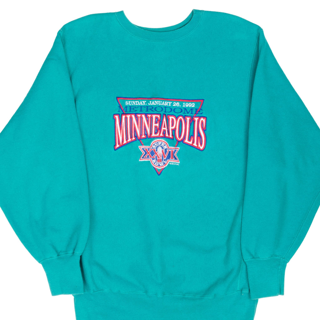 Vintage Nfl Champion Reverse Weave Metrodome Minneapolis Super Bowl XXVI 1992 Sweatshirt Size XL Made In USA