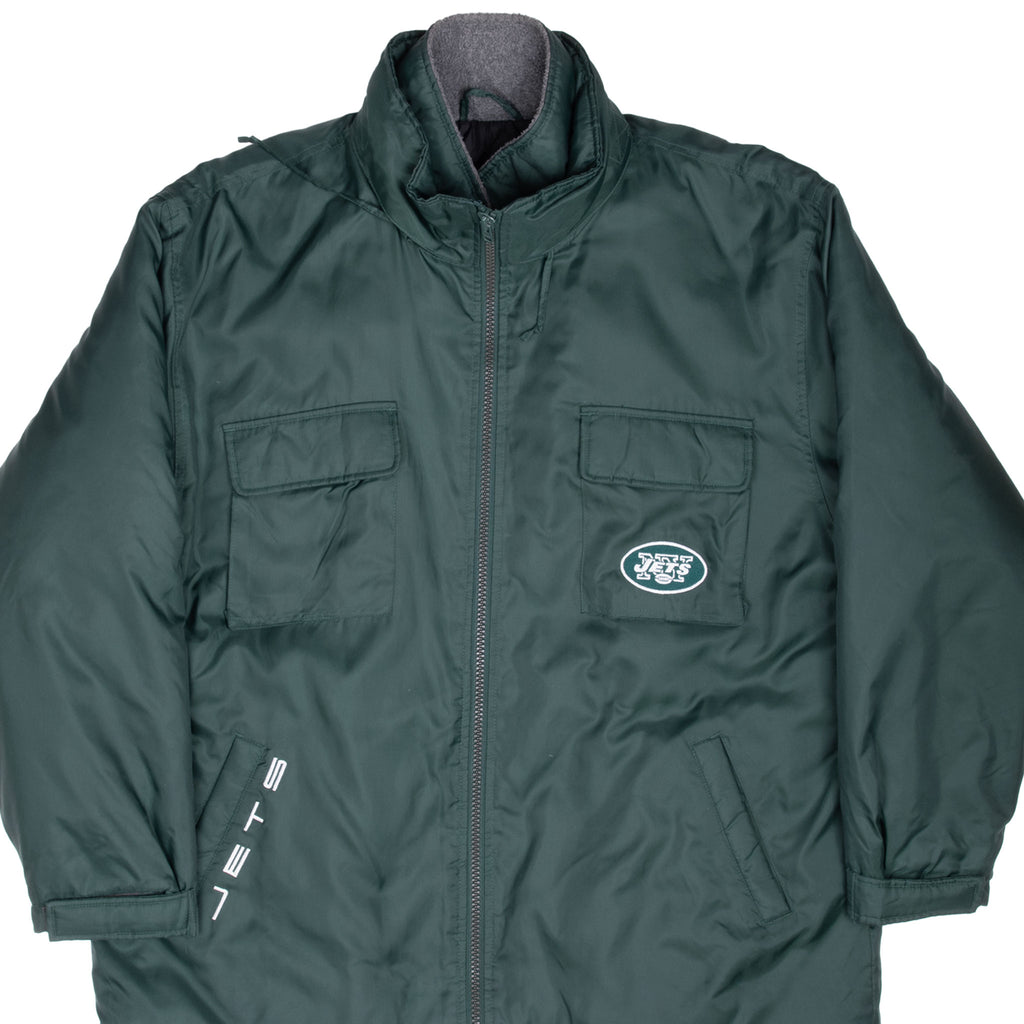 Vintage Nfl New York Jets Heavy Windbreaker Coat Jacket 1990S Large