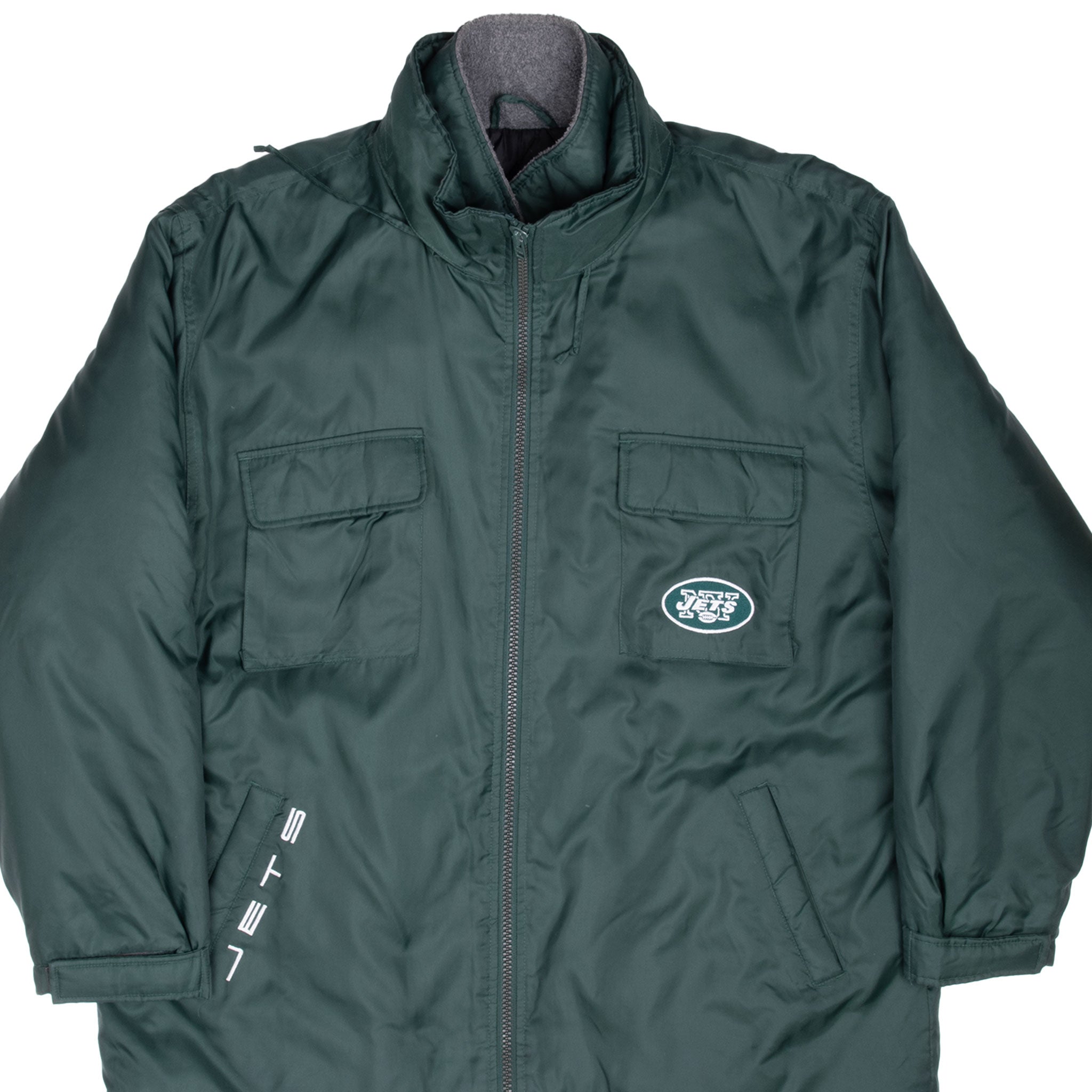 Vintage Nfl New York Jets Heavy Windbreaker Coat Jacket 1990S Large
