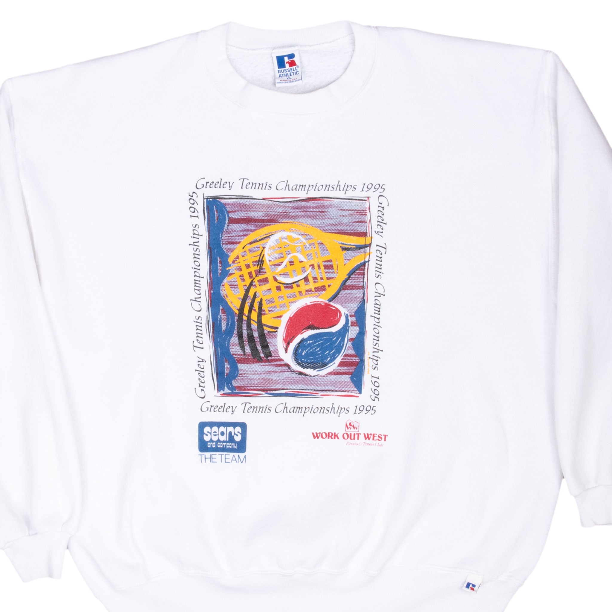 Vintage Greeley Tennis Championships 1995 Sweatshirt Size XL Made In Usa