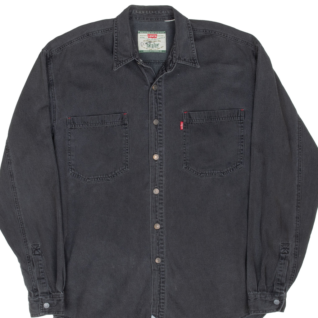 Vintage Levis Red Tab Denim Black Pocket Shirt 1990S Size Medium