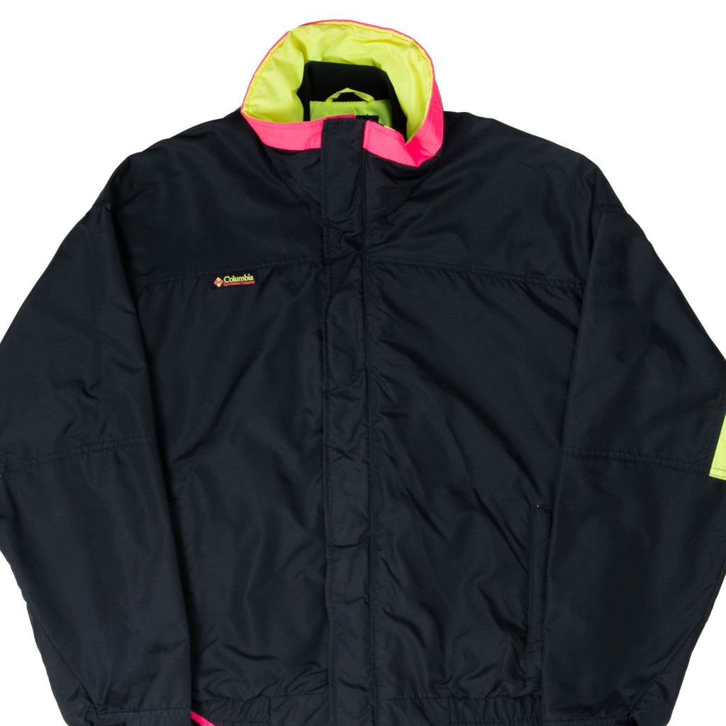 VINTAGE COLUMBIA BUGABOO NEON BLACK WINDBREAKER JACKET 1990S SIZE MEDI