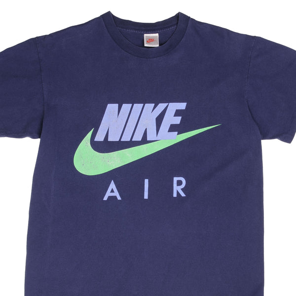 Vintage Nike Air Spellout Navy Blue Tee Shirt Early 1990S Size Large Made In Usa With Single Stitch Sleeves