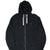 Front of black Polo Ralph Lauren full-zip hoodie with white drawstrings and red pony embroidery