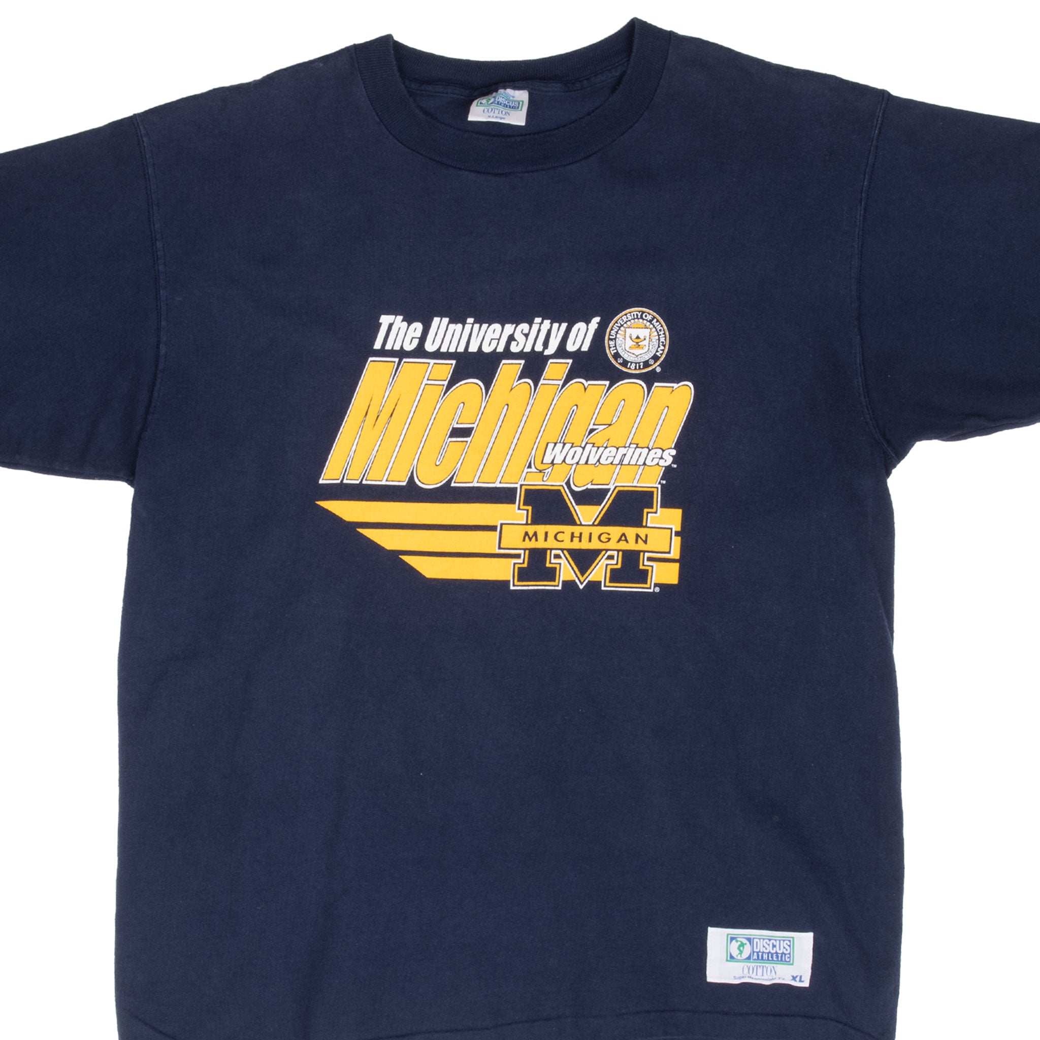 Vintage Ncaa University Of Michigan Wolverines Tee Shirt 1990S Large Made In Usa With Single Stitch Sleeves