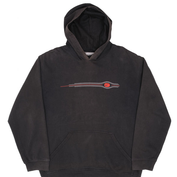 Vintage Nike Spellout Swoosh Black Hoodie Sweatshirt 2000S Size XL