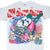 White T-shirt front with Bad Dog Diver Down scuba dog and coral graphic in red, blue, pink and green