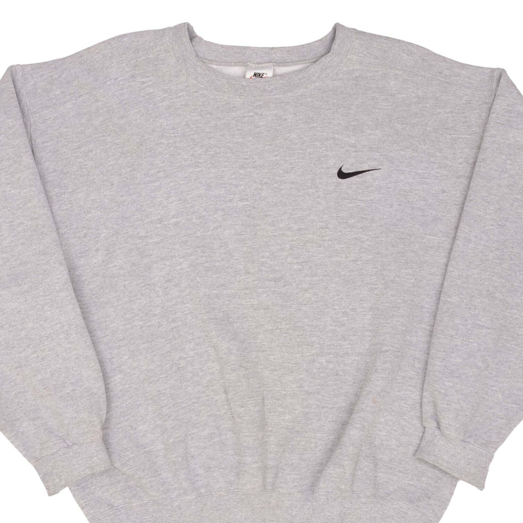 Vintage Nike Classic Swoosh Gray Sweatshirt 1990S Size Medium