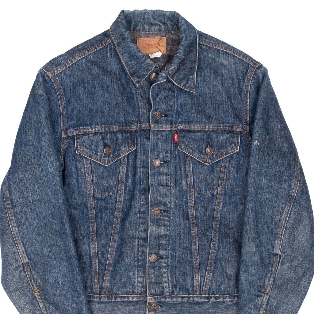 VINTAGE LEVIS INDIGO BLUE 2 POCKETS BLANKET LINED JACKET SIZE 40 1980S MADE IN USA