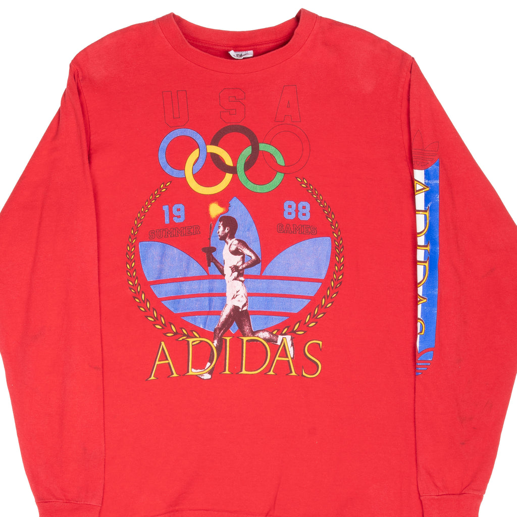 Vintage Adidas 1988 Olympic Games Seoul Korea Team Usa Tee Shirt Size Medium Made In Usa With Single Stitch Sleeves
