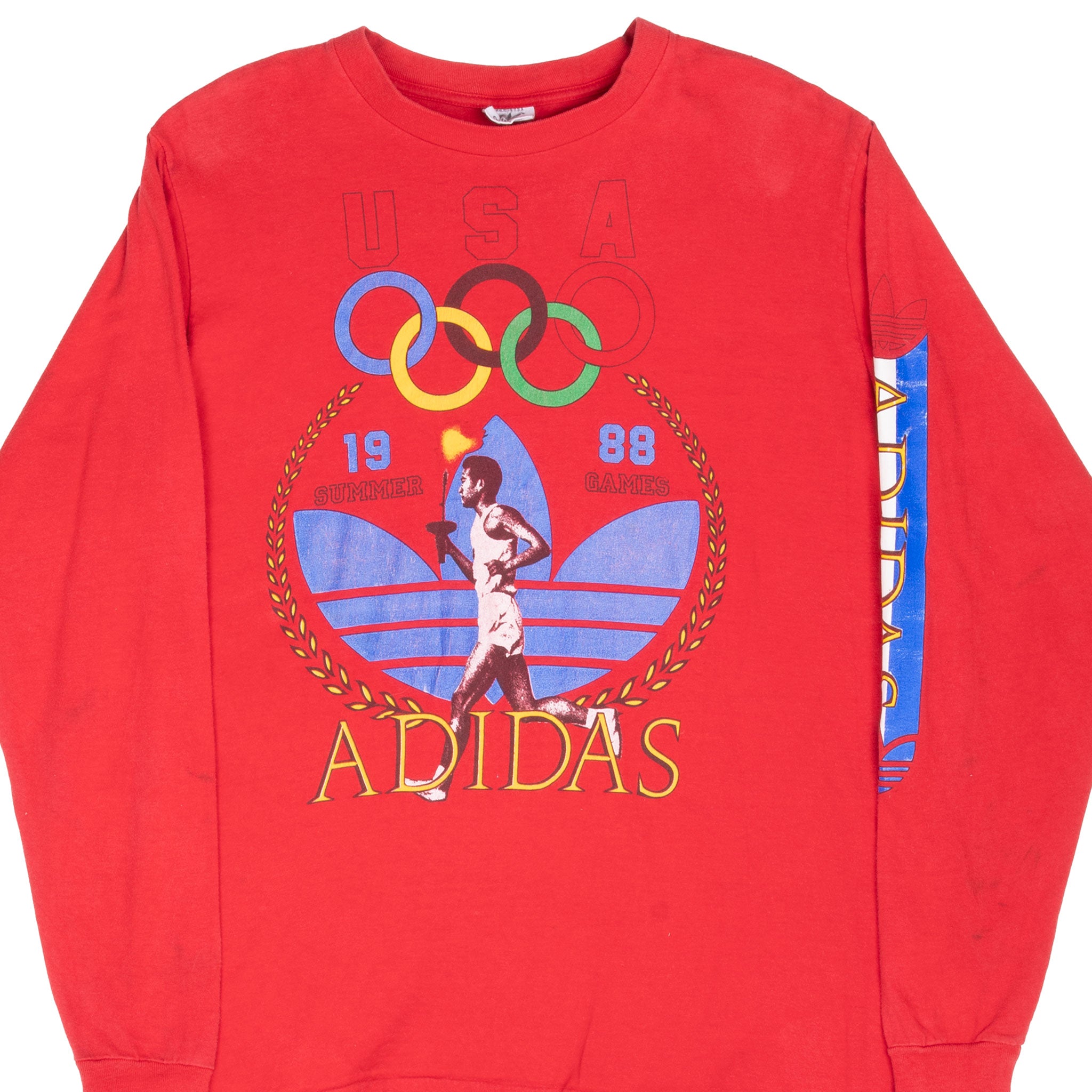 Vintage Adidas 1988 Olympic Games Seoul Korea Team Usa Tee Shirt Size Medium Made In Usa With Single Stitch Sleeves