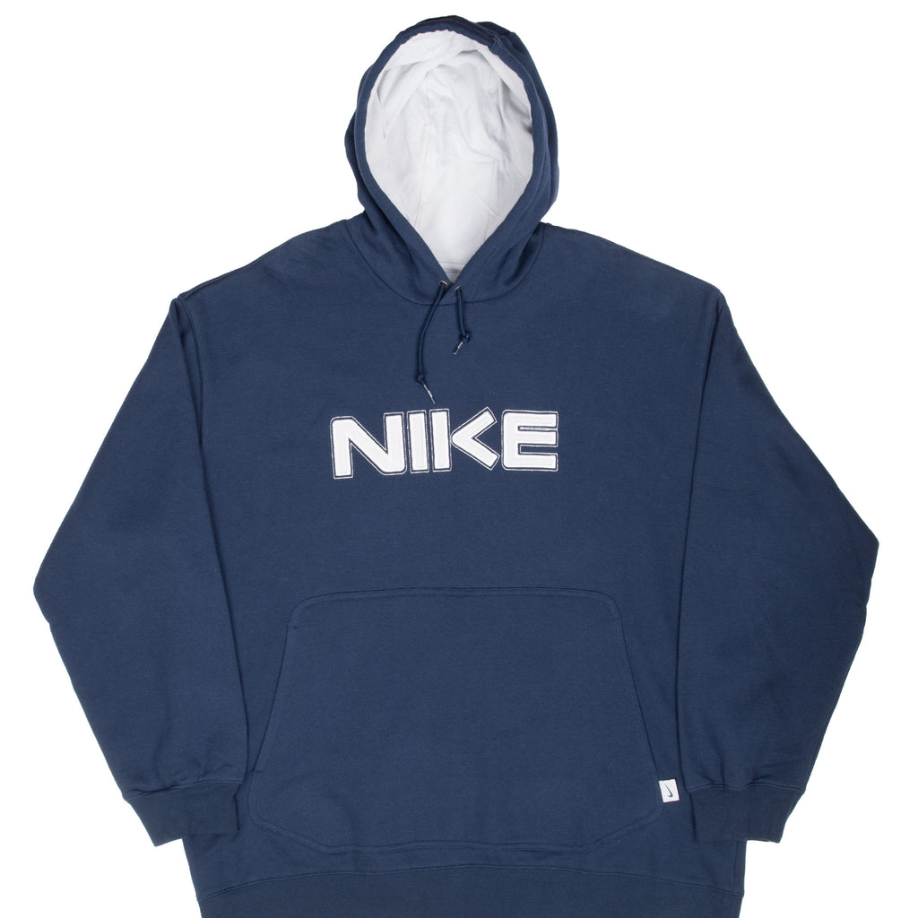 Vintage Nike Spellout Dark Grey Hoodie Sweatshirt 2000S Size 2XL
