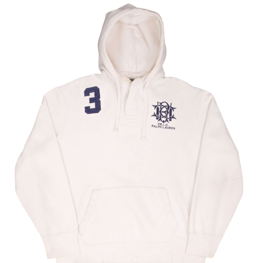 Vintage Polo Ralph Lauren Prlc White Heavyweight Hoodie Sweatshirt 1990S Size XL