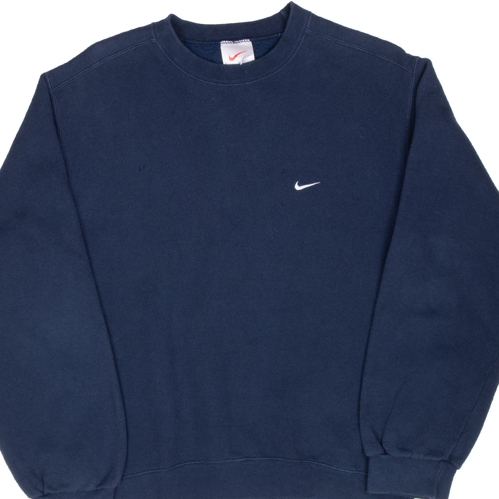 Vintage Classic Nike Swoosh Navy Blue Sweatshirt 1990S Size Small