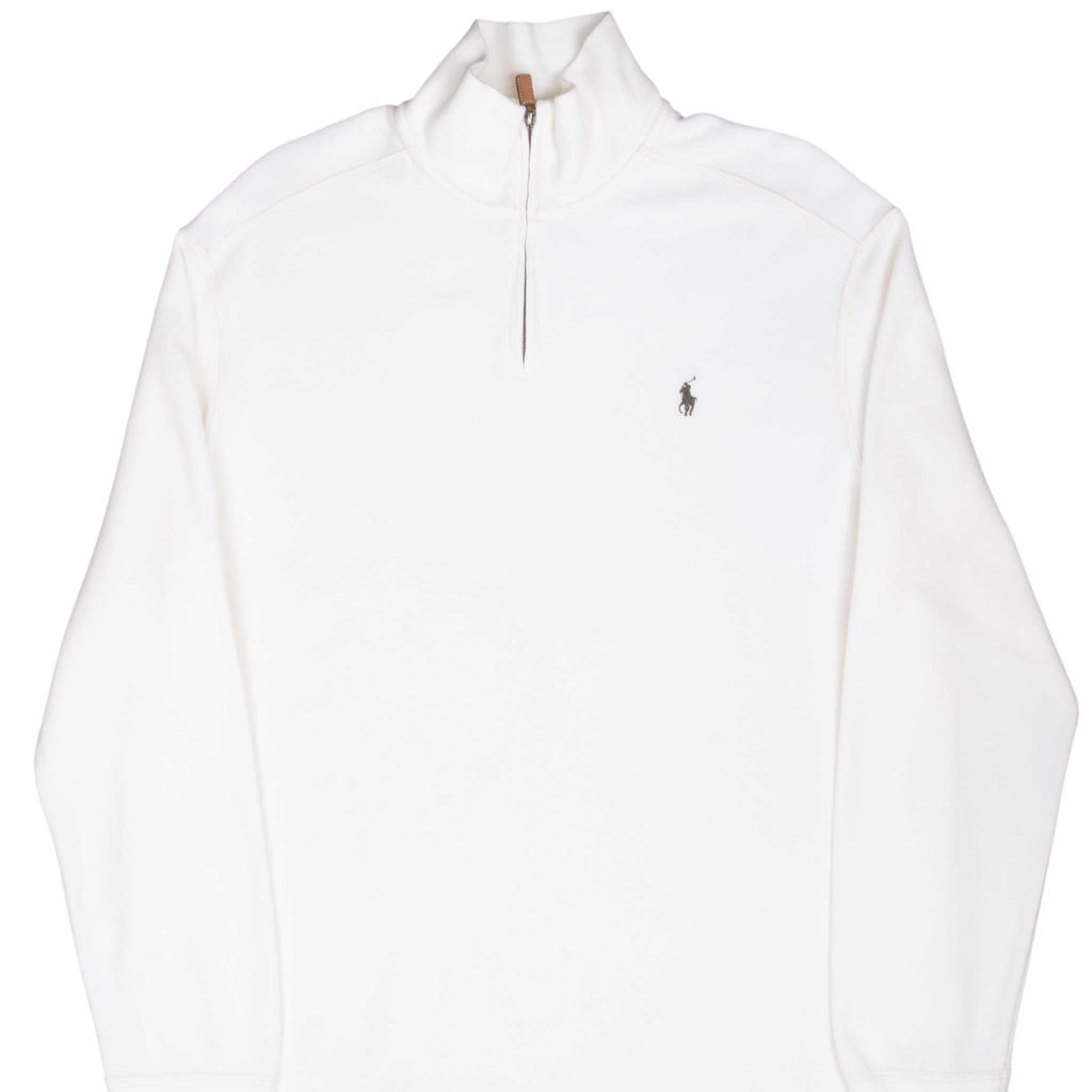 Vintage Polo Ralph Lauren Ivory 1990S Quarter 1/4 Zip Sweater Size XL