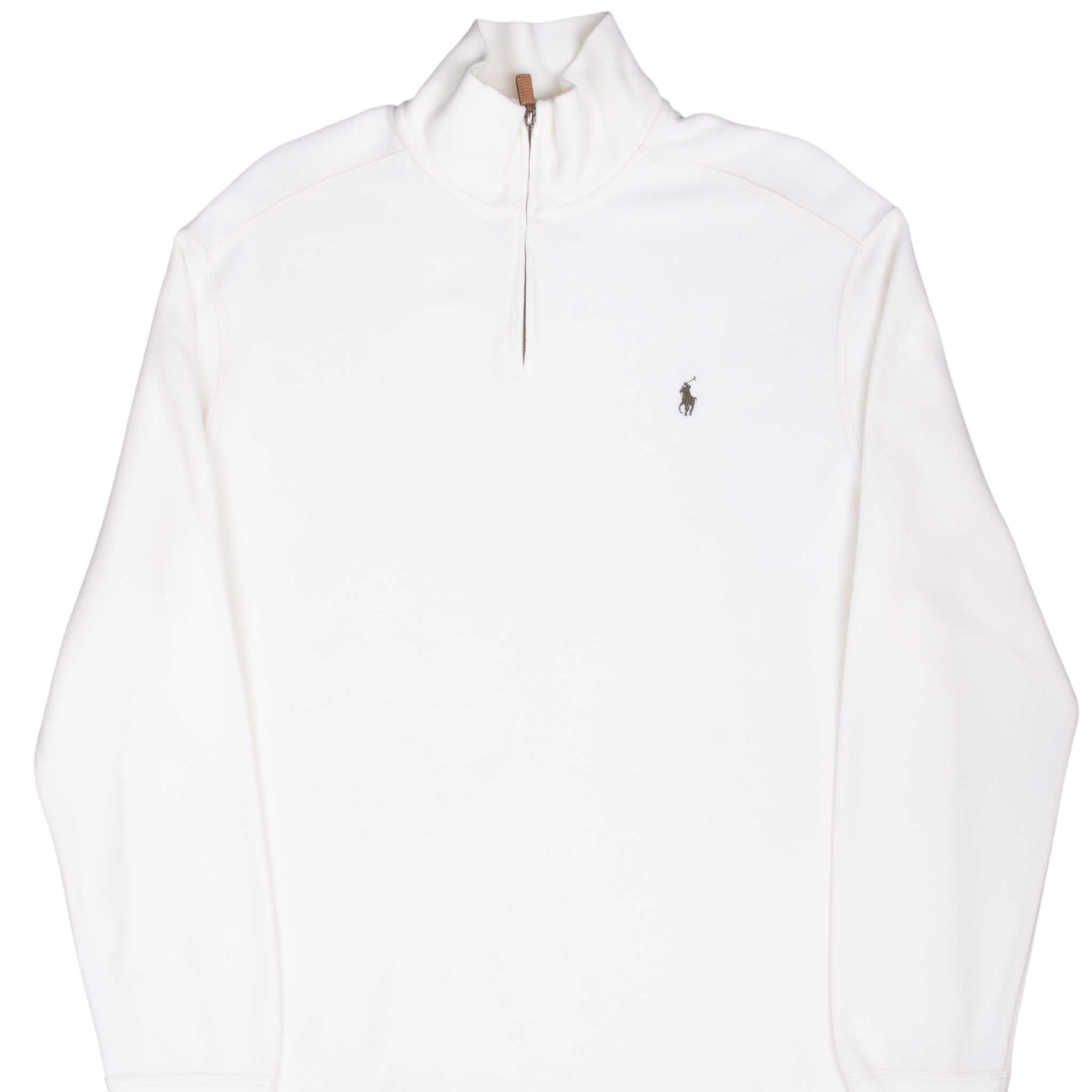 Vintage Polo Ralph Lauren Ivory 1990S Quarter 1/4 Zip Sweater Size XL