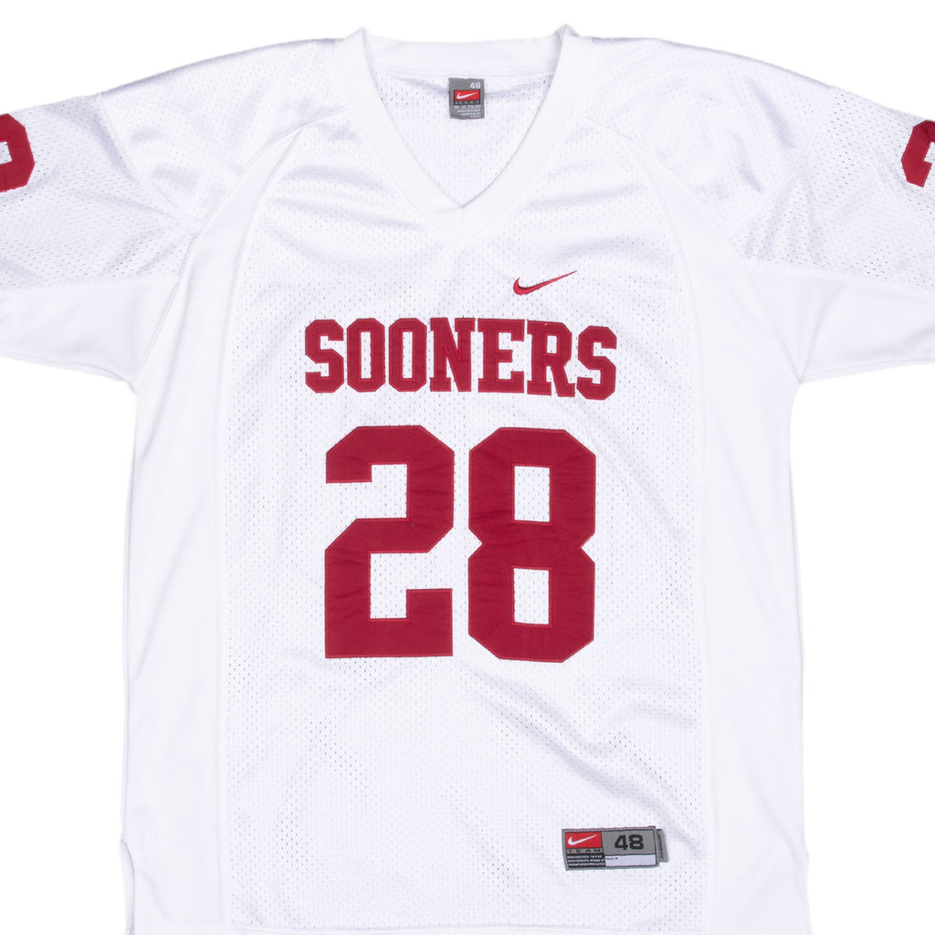 VINTAGE NCAA OKLAHOMA SOONERS #28 PETERSON NIKE FOOTBALL JERSEY 2000S SIZE 48