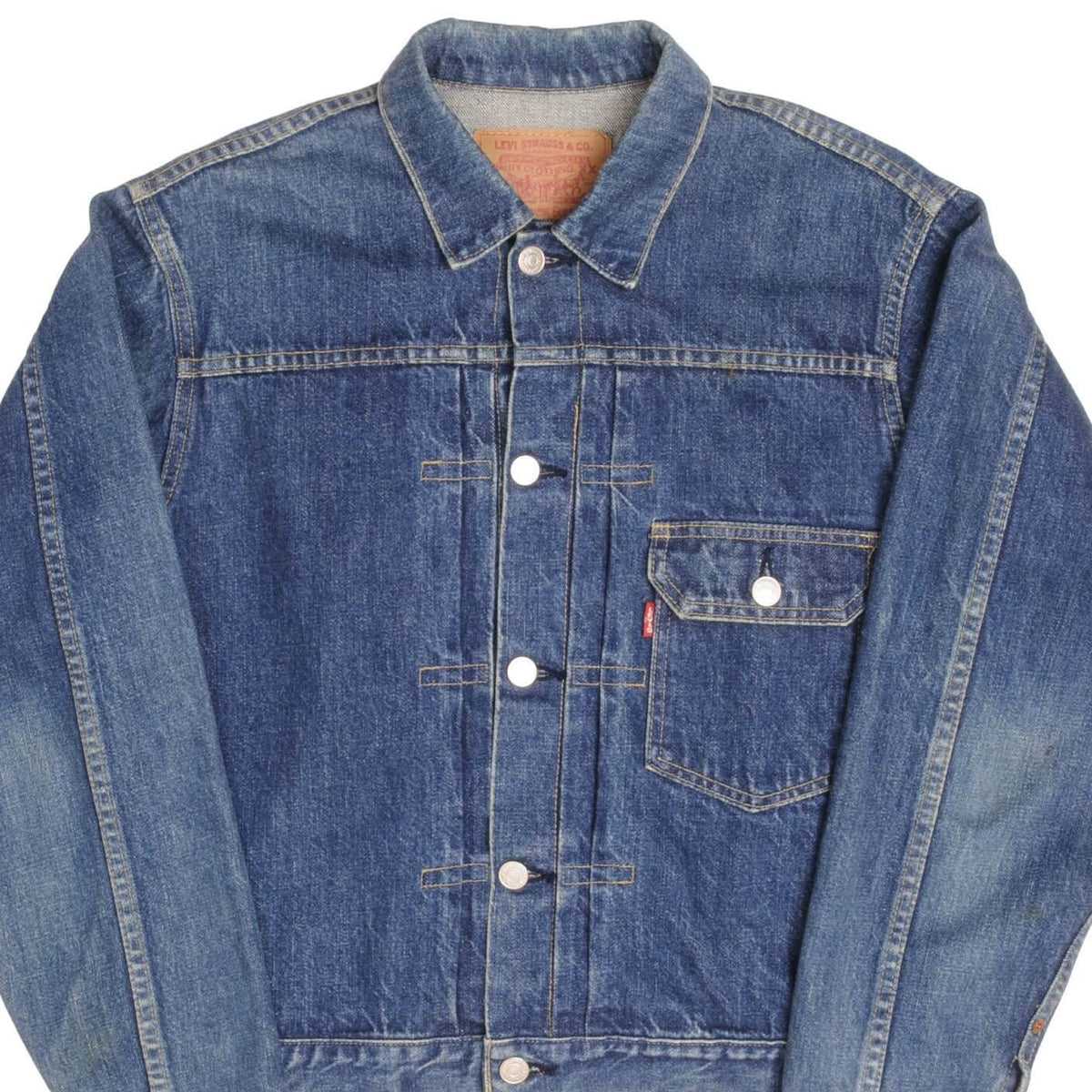 VINTAGE LEVIS TYPE 1 FIRST JAPANESE DENIM JACKET BIG E 1990S SIZE 40