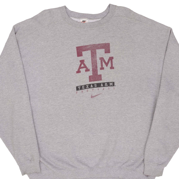 Vintage Nike Center Swoosh Texas A&M University Gray Sweatshirt Size XL 1990S Made In USA