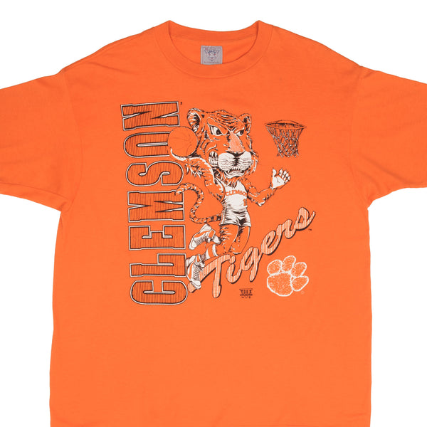 Vintage Ncaa Clemson University Tigers 1990S Tee Shirt Size Xl Made In Usa With Single Stitch Sleeves