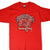 Front of red Tampa Bay Buccaneers T-shirt with large team flag and skull graphic