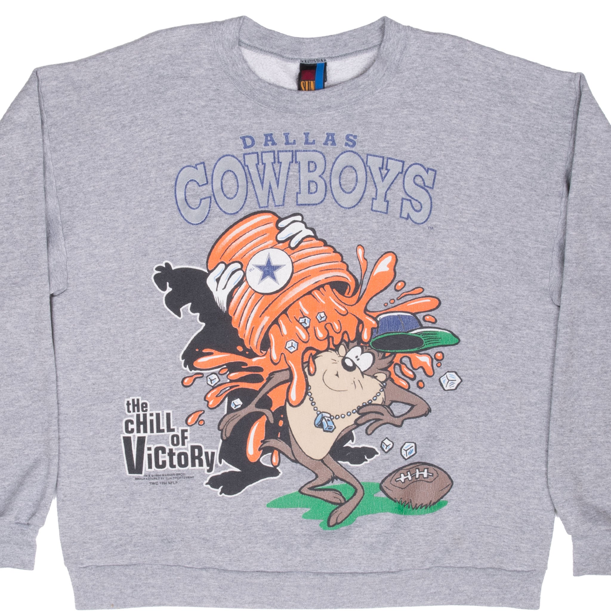 Vintage Nfl Dallas Cowboys Taz Looney Tunes 1994 Sweatshirt Size Large Made In Usa