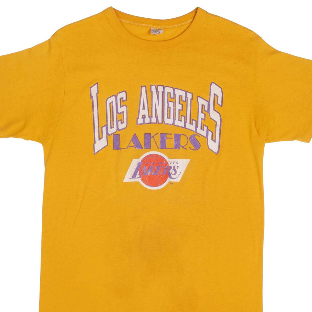 Vintage NBA Los Angeles Lakers Champion Tee Shirt 1980s Size Medium Made In USA With Single Stitch Sleeves.