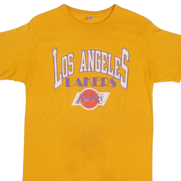 Vintage NBA Los Angeles Lakers Champion Tee Shirt 1980s Size Medium Made In USA With Single Stitch Sleeves.