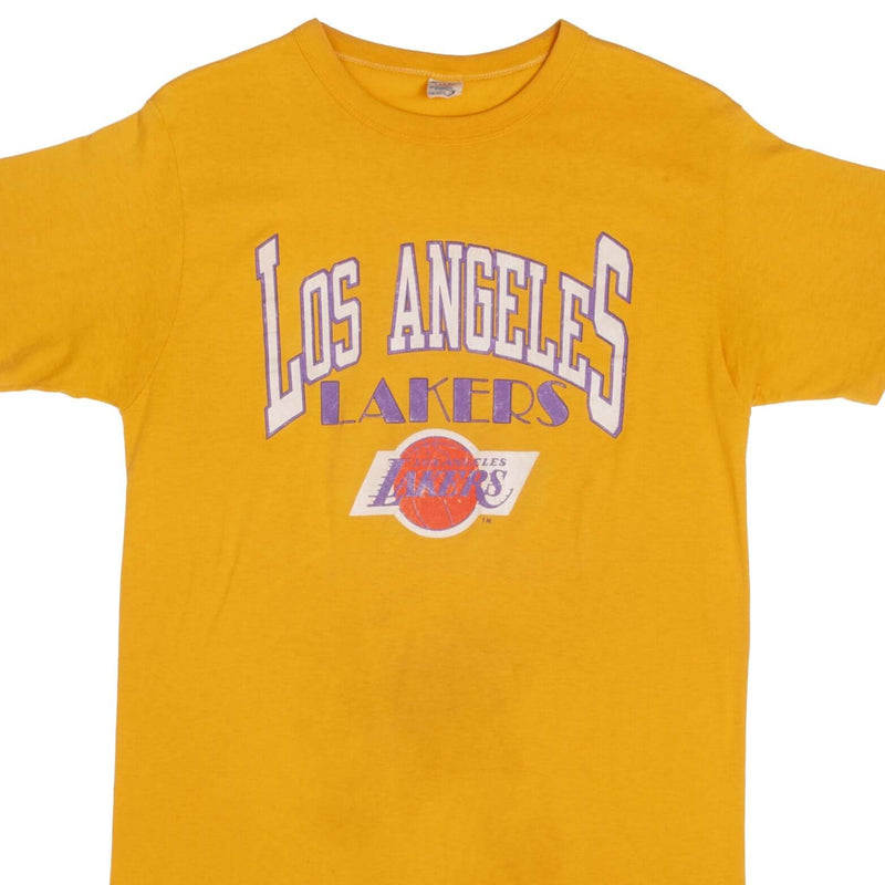 Vintage NBA Los Angeles Lakers Champion Tee Shirt 1980s Size Medium Made In USA With Single Stitch Sleeves.