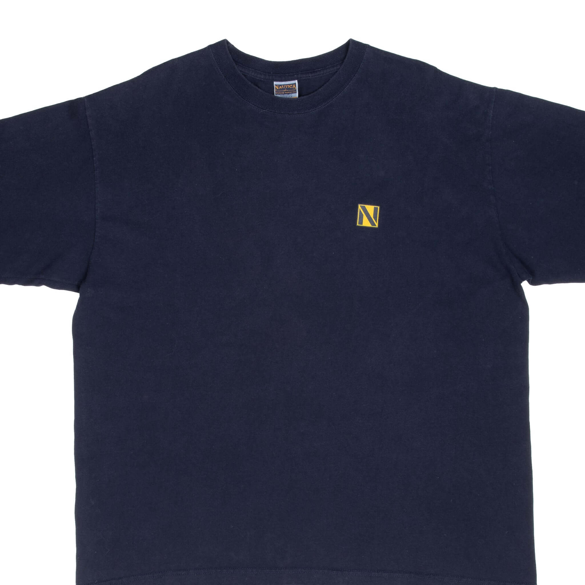 Vintage Nautica Marine Denim Blue Tee Shirt 1990S Size 2XL Made In Usa