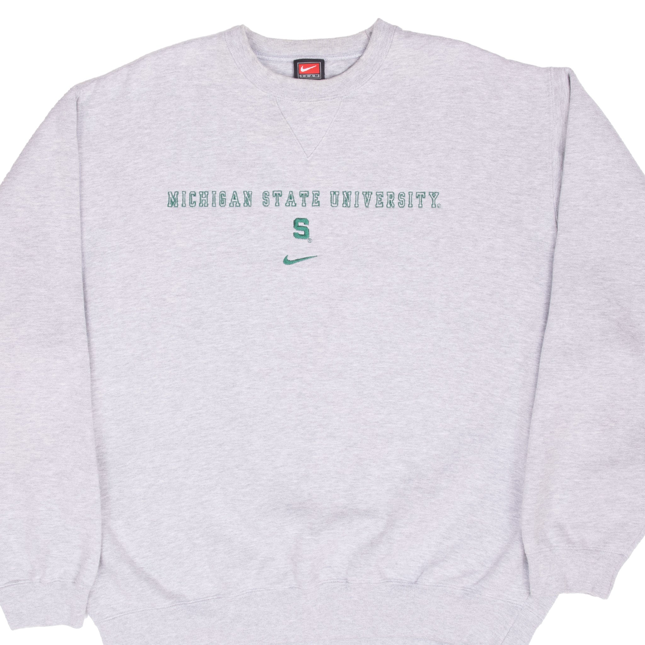 Vintage Nike Ncaa Michigan State Grey Crewneck Sweatshirt 1990S Size Large