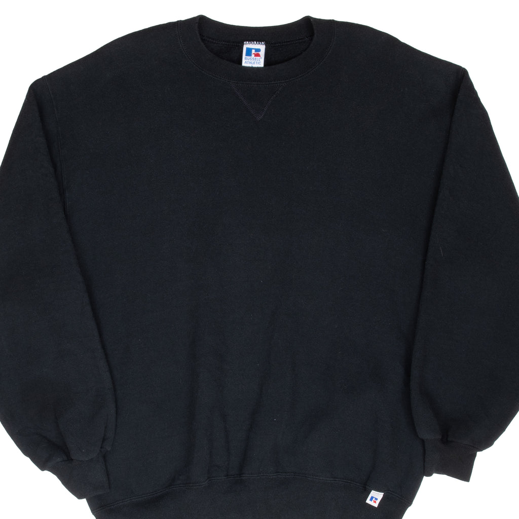 Vintage Russell Athletic Black Blank Sweatshirt 1990S Size Large Made In Usa