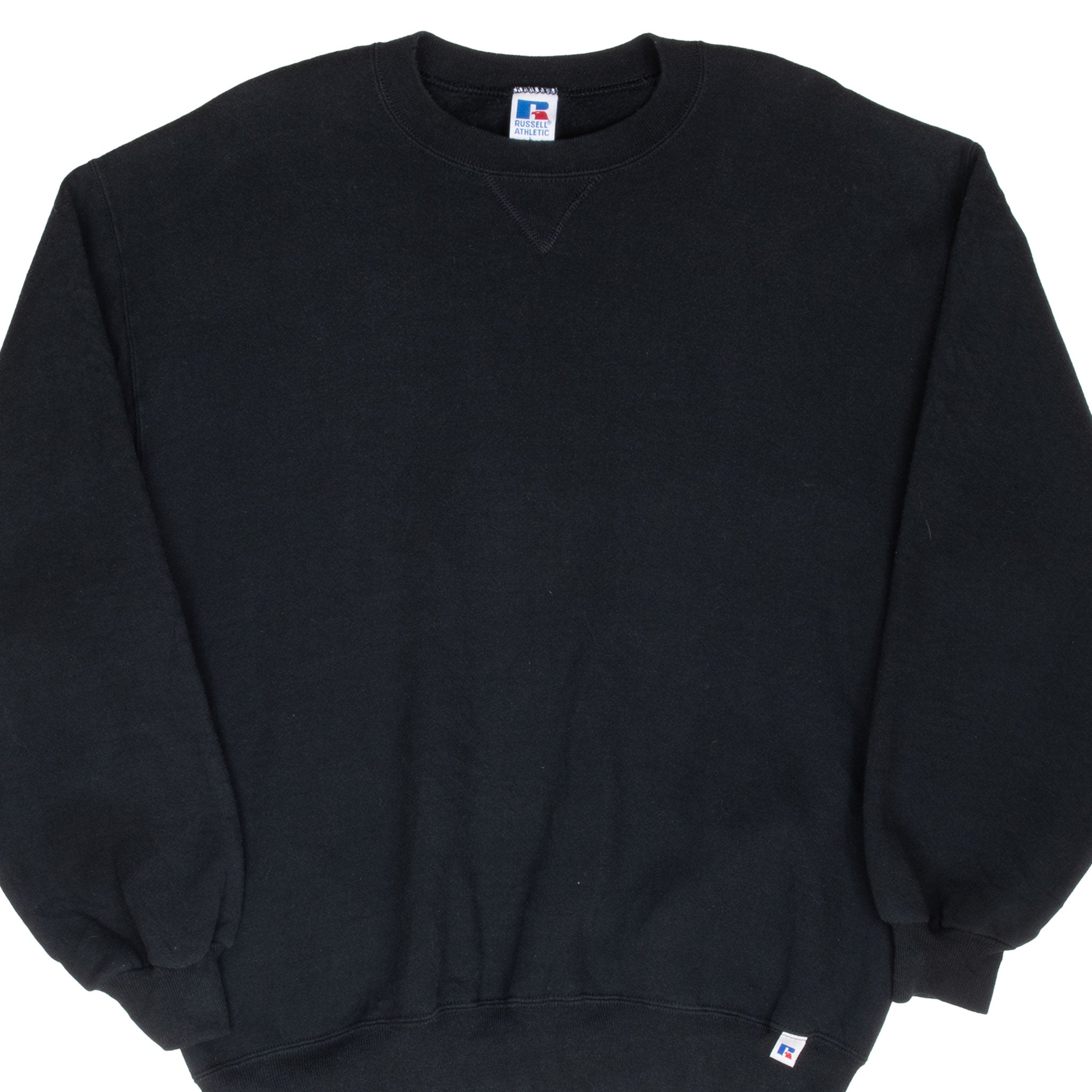 Vintage Russell Athletic Black Blank Sweatshirt 1990S Size Large Made In Usa