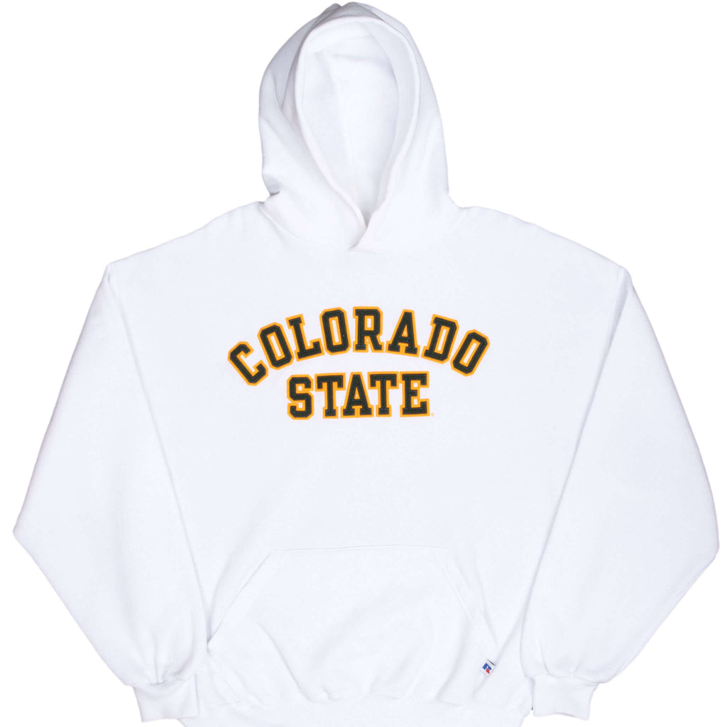 Vintage Colorado State University White Hoodie Sweatshirt 1990S Size XL