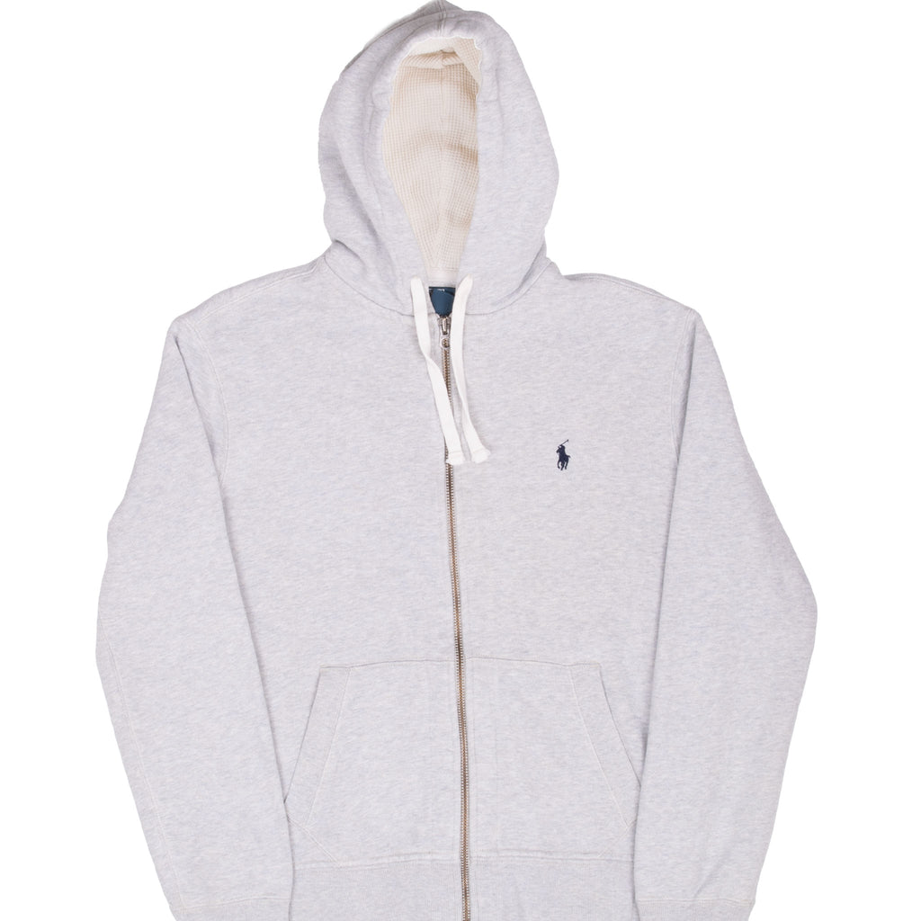 Vintage Ralph Lauren Full Zip Classic Grey Hoodie Sweatshirt 1990S Size Medium
