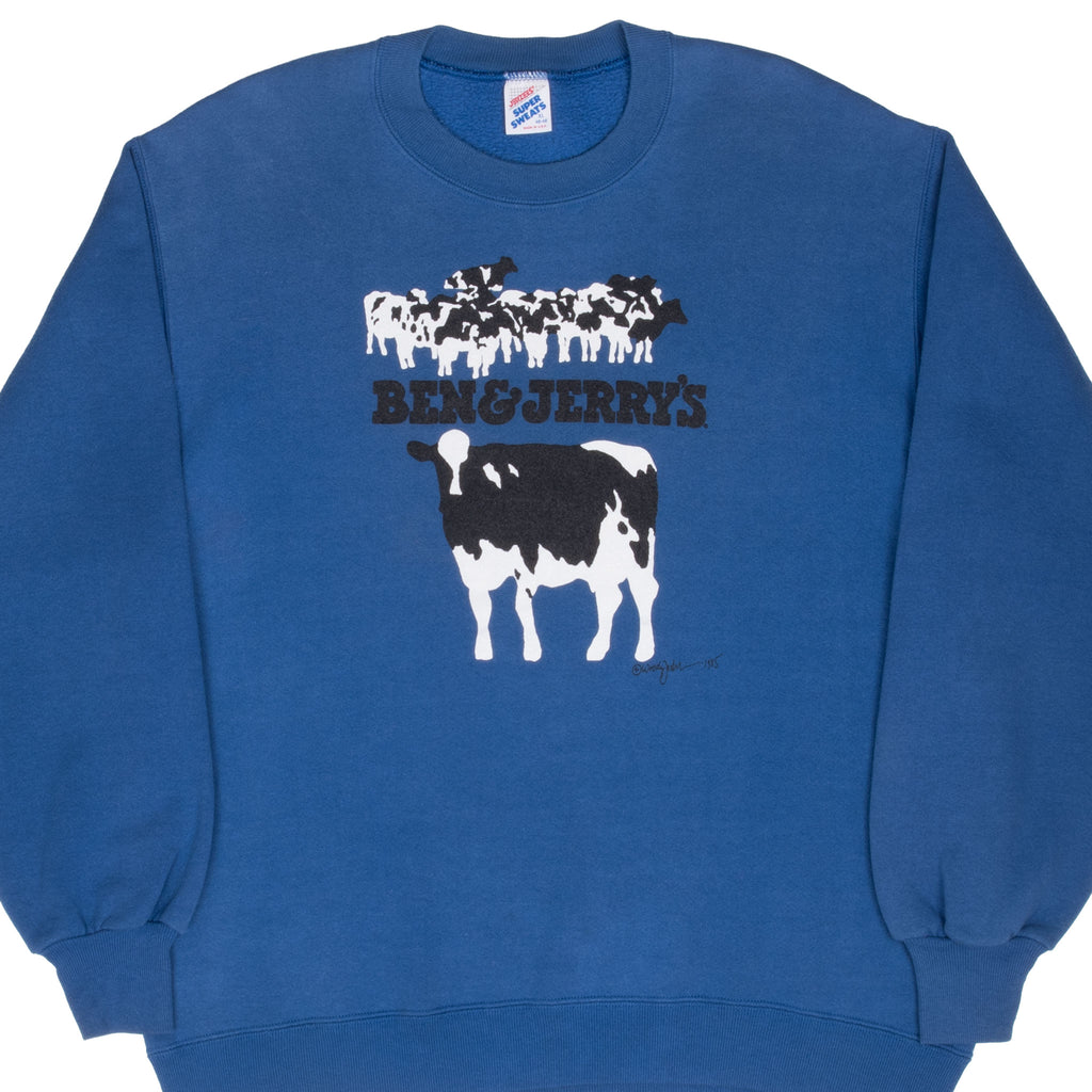 Vintage Ben & Jerry's Ice Cream Sweatshirt 1985 Size XL Made In Usa