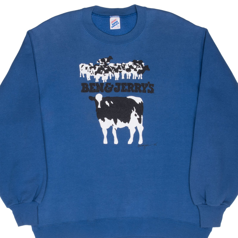 Vintage Ben & Jerry's Ice Cream Sweatshirt 1985 Size XL Made In Usa