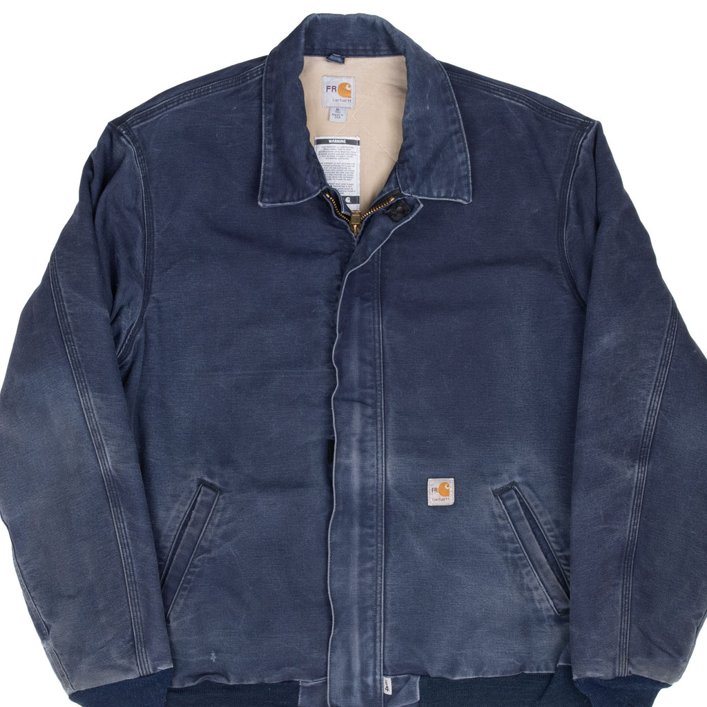 Vintage Carhartt Blue Fire Resistant Jacket Frj195Dny 2012 Size Xl Tall