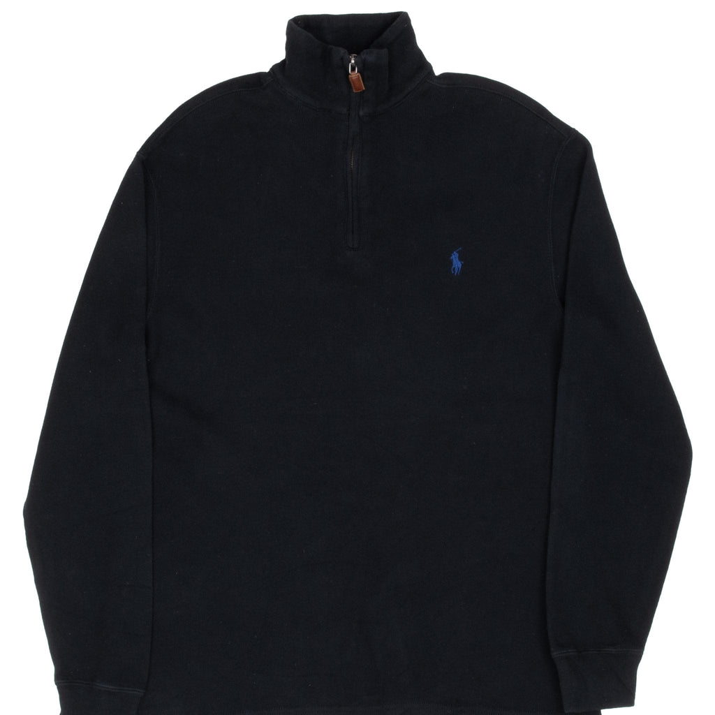 Vintage Polo Ralph Lauren Black Quarter 1/4 Zip Sweater 1990S Size Small