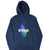 Front of navy Polo Ralph Lauren hoodie with multicolor paint-splash Big Pony graphic