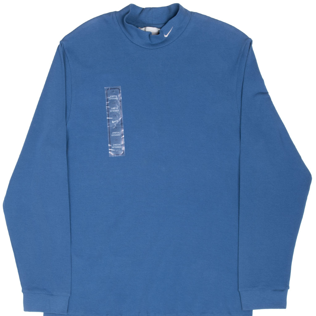 VINTAGE NIKE BLUE LONG SLEEVE TURTLE NECK STRECH TEE SHIRT 2000S LARGE NOS
