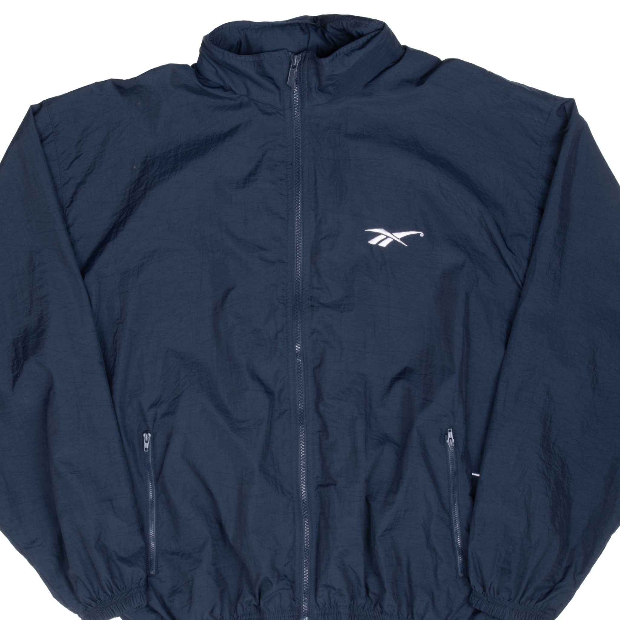 Vintage Reebok Navy Blue Windbreaker Jacket 1990S Size Large