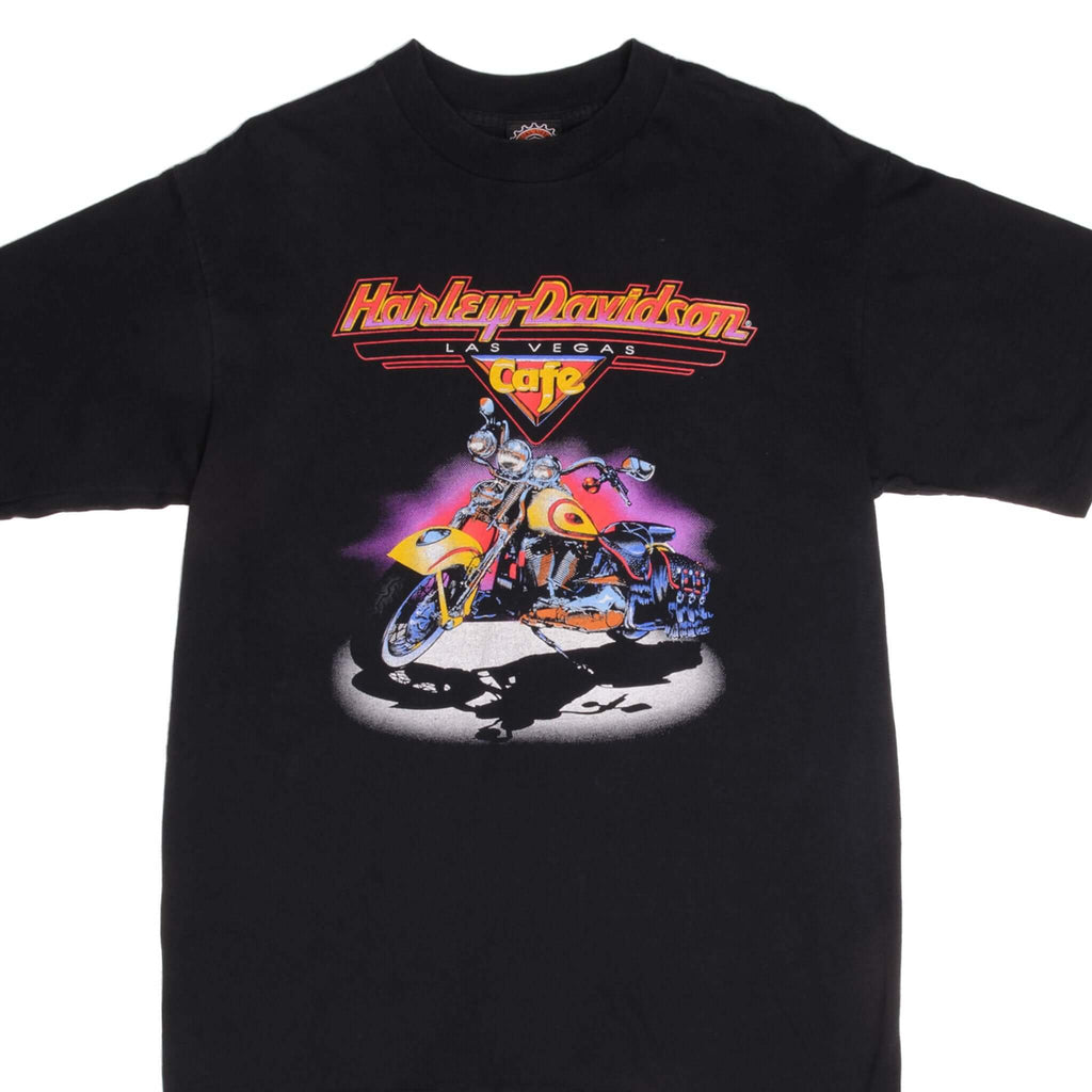 Vintage Harley Davidson Cafe Las Vegas Tee Shirt Size Medium Made In USA With Single Stitch Sleeves